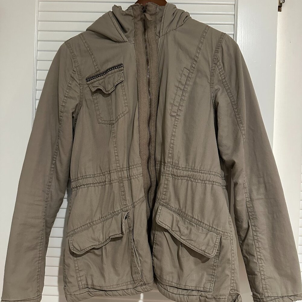 Ashley by 26 International Sherpa-Lined Utility Jacket – Khaki – Size L